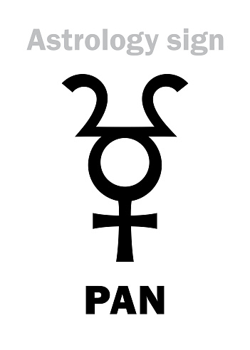 Astrology Alphabet: PAN (Faun), hypothetical planetoid. Hieroglyphics character sign (single symbol).