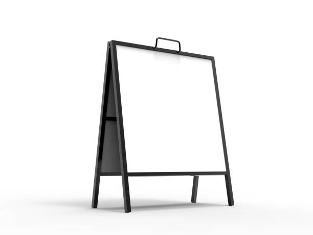 istock Blank white square A frame metallic outdoor advertising stand mockup set, isolated, 3d rendering. Clear street signage board mock up. A-board with metal frame template. 911380764