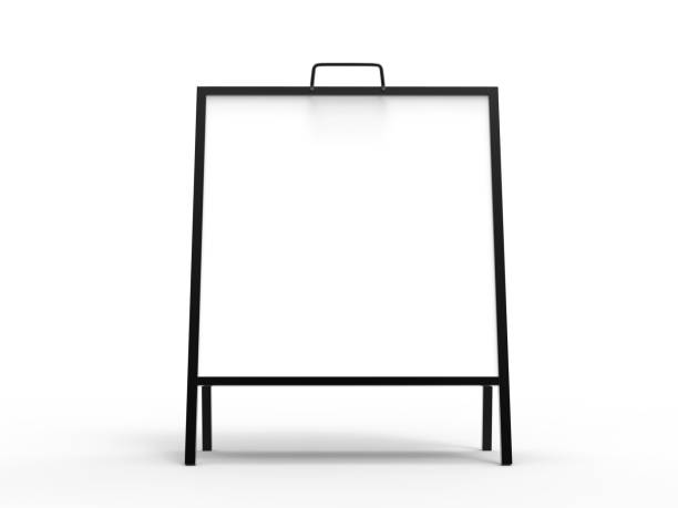istock Blank white square A frame metallic outdoor advertising stand mockup set, isolated, 3d rendering. Clear street signage board mock up. A-board with metal frame template. 911380800