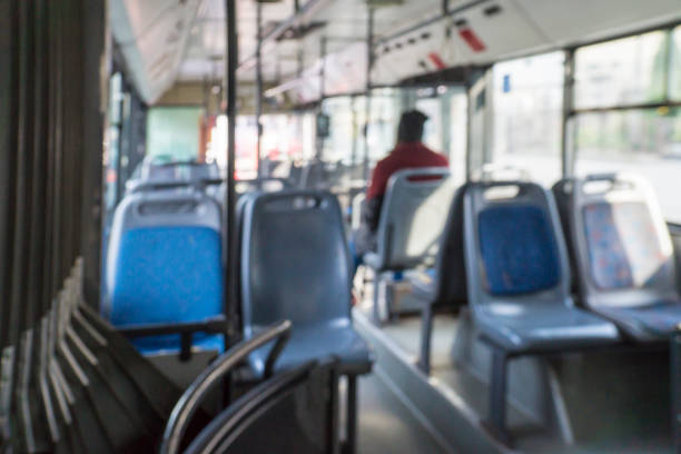 istock Abstract blurred .interior of  city bus 911398844