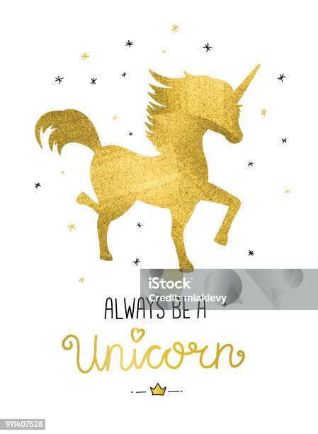 Always Be A Unicorn Stock Illustration - Download Image Now - Unicorn, Motivation, Quotation - Text