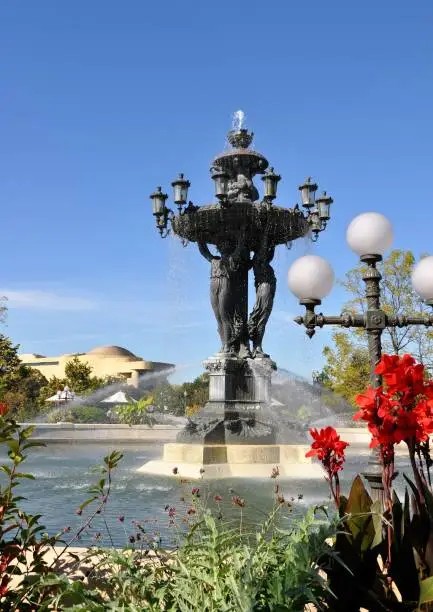 The Bartholdi fountain is located near greenhouses of the Botanical garden.  Square with the Bartholdi fountain – the simple vacation spot of  Washington.