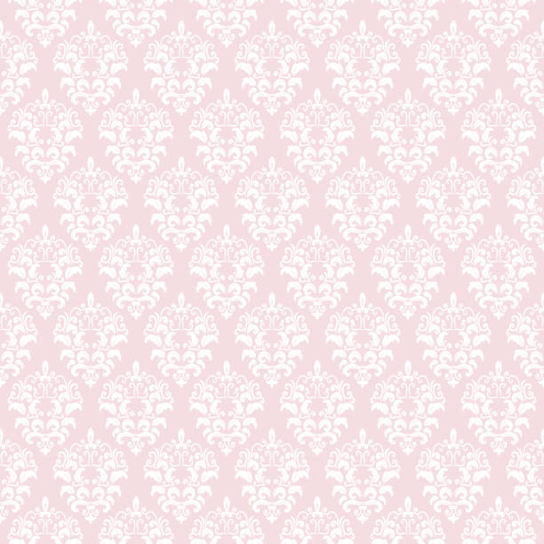 ilustrações de stock, clip art, desenhos animados e ícones de damask seamless pattern background. - baroque style wallpaper pink retro revival