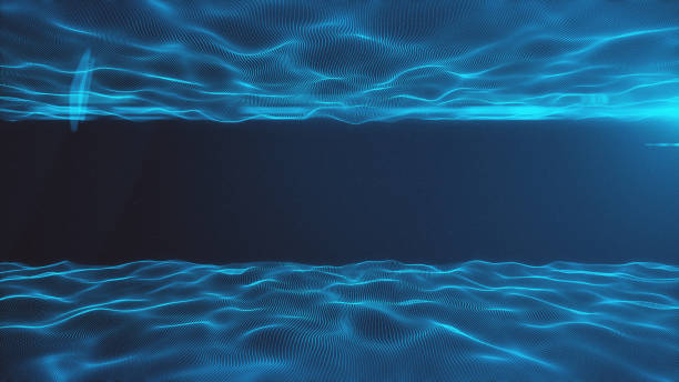 istock Abstract background with wavy lines from points. Animation ripples on surface from neon lines. 3d illustration 911419694