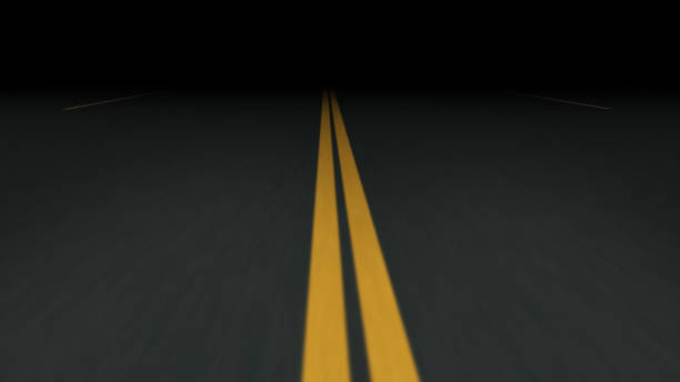 istock Endless night asphalt road with double dividing strip 3d illustration 911419716