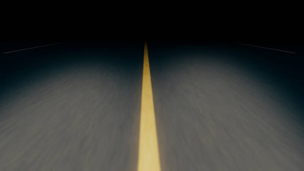 istock Endless night asphalt road with double strip 3d illustration 911419738