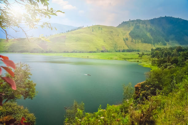 Shore of the magnificent Lake Toba in Sumatra Shore of the magnificent Lake Toba on the Sumatra Island, Indonesia danau toba lake stock pictures, royalty-free photos & images