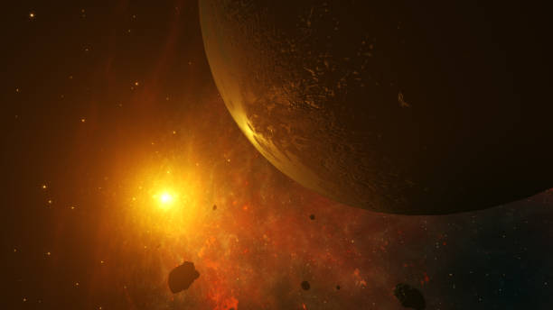 istock Flying in space amongst asteroids and planets 3d illustration 911420164