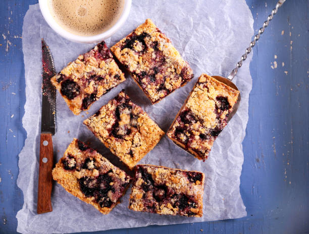 istock Berry bars with crumble topping over baking paper 911426560
