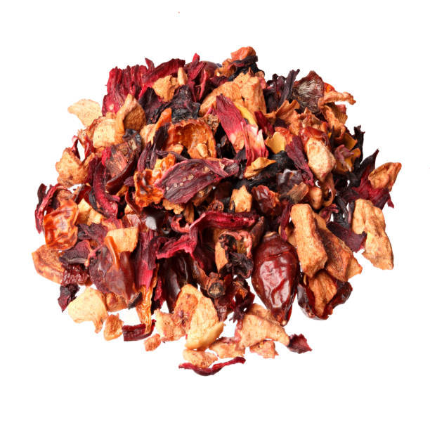 istock Fruit tea,Ingredients: Apple pieces, hibiscus, rose hips, elderb 911436940