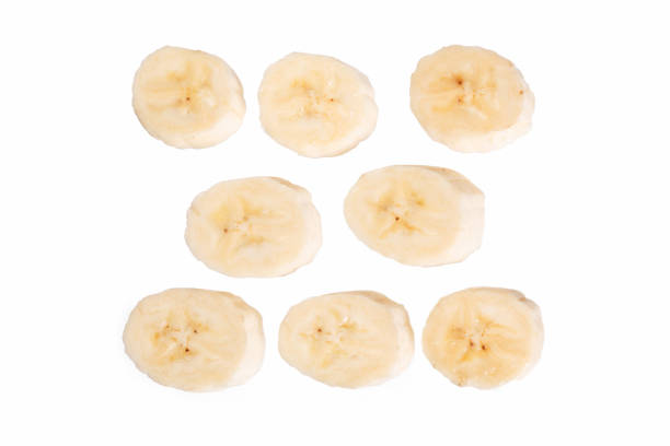 istock Banana slices isolated on a white 911438030