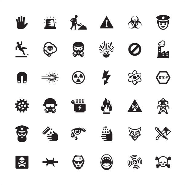 warnzeichen, angst und schrecken icons - nuclear energy flash stock-grafiken, -clipart, -cartoons und -symbole