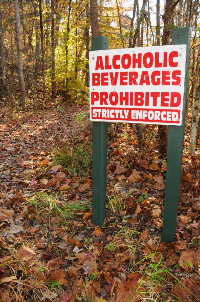 istock Alcoholic beverages prohibited strictly enforced sign 911451100