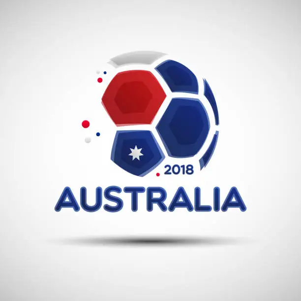 Vector illustration of Abstract soccer ball with Australian national flag colors