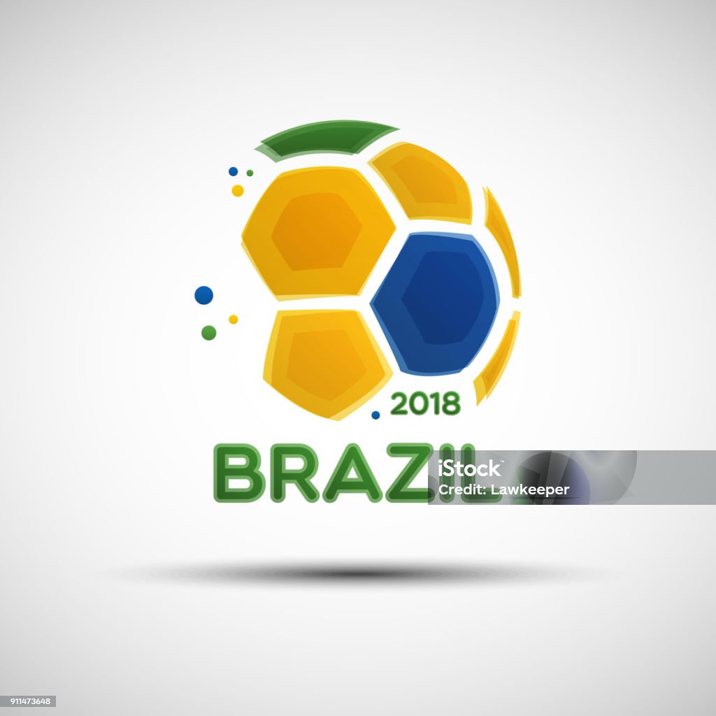 Abstract soccer ball with Brazilian national flag colors Football championship banner. Flag of Brazil. Vector illustration of abstract soccer ball with Brazilian national flag colors for your design Soccer stock vector