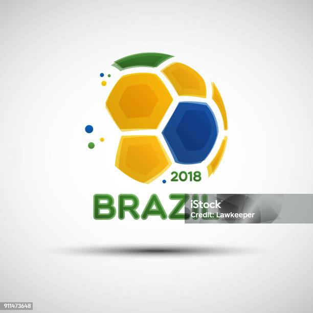 Abstract Soccer Ball With Brazilian National Flag Colors Stock Illustration - Download Image Now