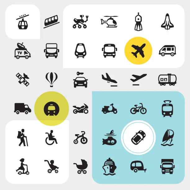 Vector illustration of Transport icons set