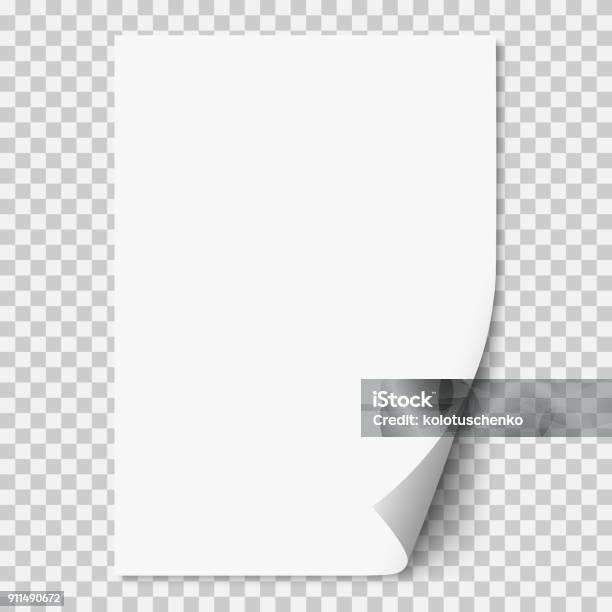 丸まった角とベクトル白いリアルな紙のページ - 紙のベクターアート素材や画像を多数ご用意 - 紙, ページ, テンプレート
