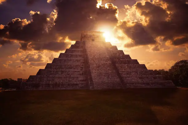Chichen Itza Pyramid sunrise The Kukulcan Temple temple in Mexico Yucatan