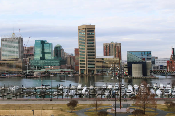 Federal Hill and the Inner Harbor, baltimore stock photo