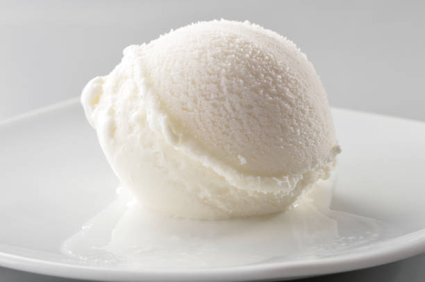 istock ice cream scoop on white plate close-up 911497272