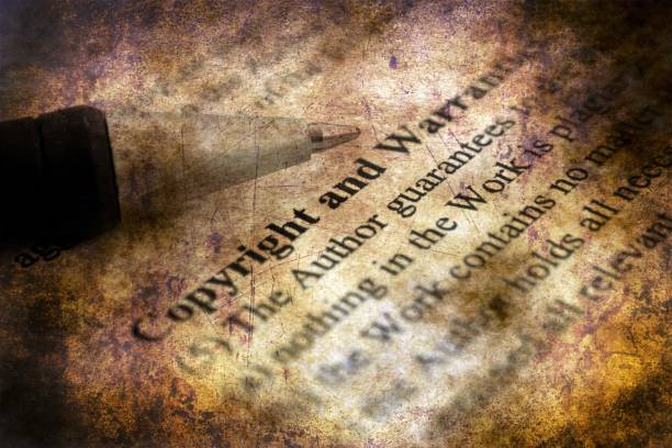 Copyright and warranties grunge concept