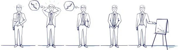 Vector illustration of Set of business man cartoon illustration.