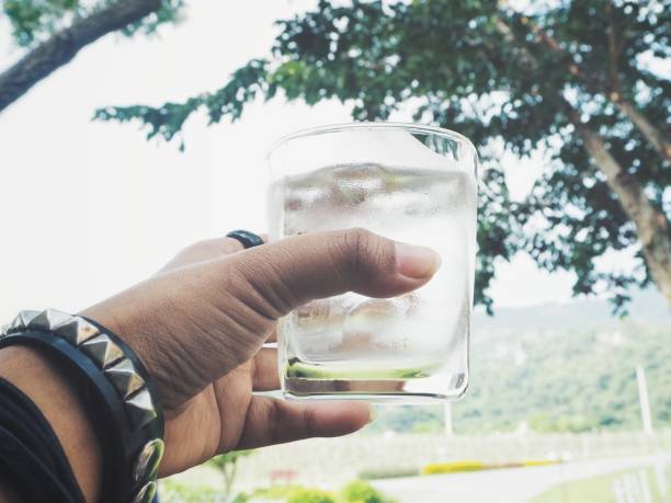 Selfie of water drink on hand