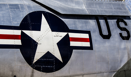Closeup of Star and Stripes on a US Fighter Jet