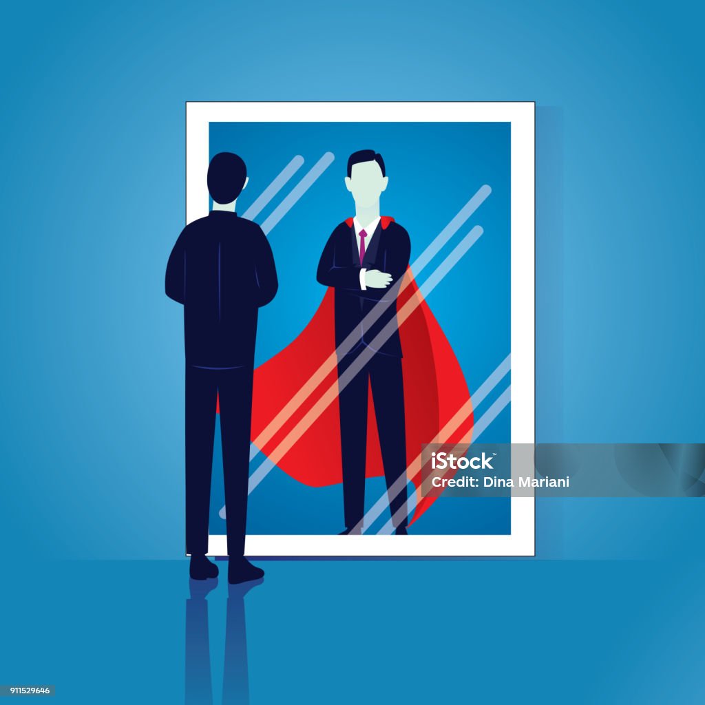 Super Homme d'affaires - clipart vectoriel de Miroir libre de droits