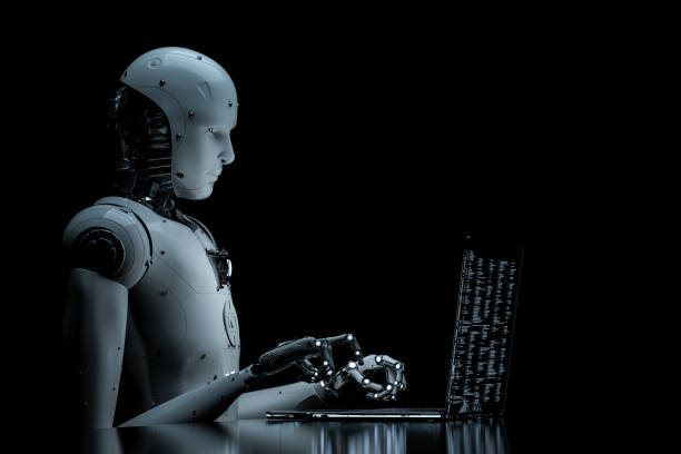 istock robot with glass laptop 911535286