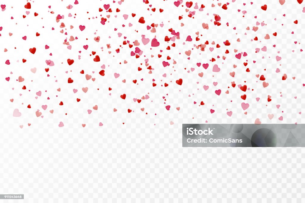 Vektor realistische isolierte Herz Konfetti auf dem transparenten Hintergrund für Dekoration und Verkleidung. Konzept der Happy Valentinstag, Hochzeit und Jubiläum. - Lizenzfrei Herzform Vektorgrafik
