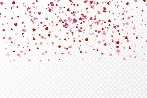 ilustraciones, imágenes clip art, dibujos animados e iconos de stock de realista vector aislado confeti corazón sobre el fondo transparente para decoración y revestimiento. concepto de san valentín feliz, boda y aniversario. - raining hearts