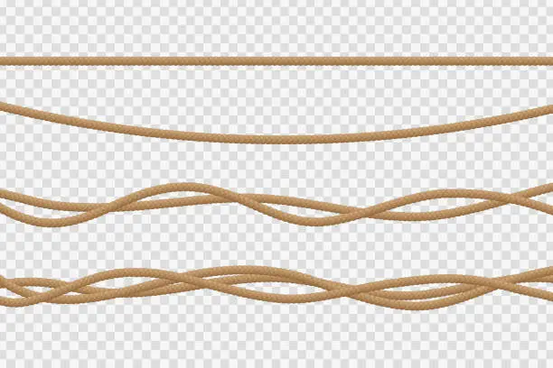 Vector illustration of Vector realistic isolated rope for decoration and covering on the transparent background.