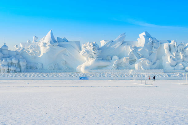 인공눈 조각 - ice sculpture built structure snow ice 뉴스 사진 이미지