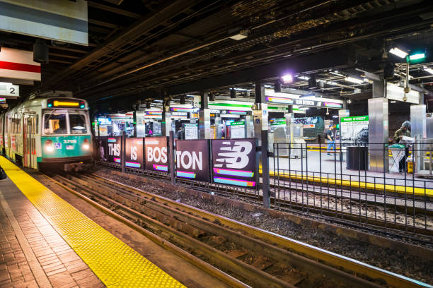 boston subway - train boston bus subway station imagens e fotografias de stock