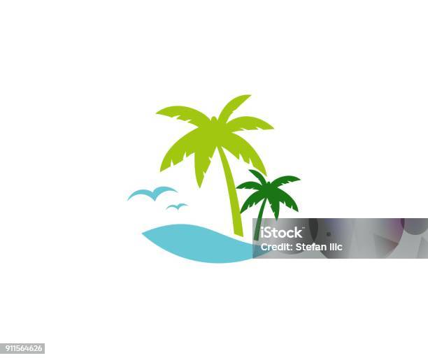 Palm Summer Icon Stock Illustration - Download Image Now - Palm Tree, Icon Symbol, Island