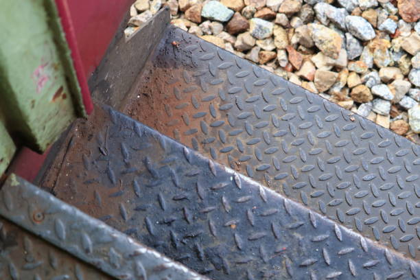 istock old steel  stair way up and down of train 911567146
