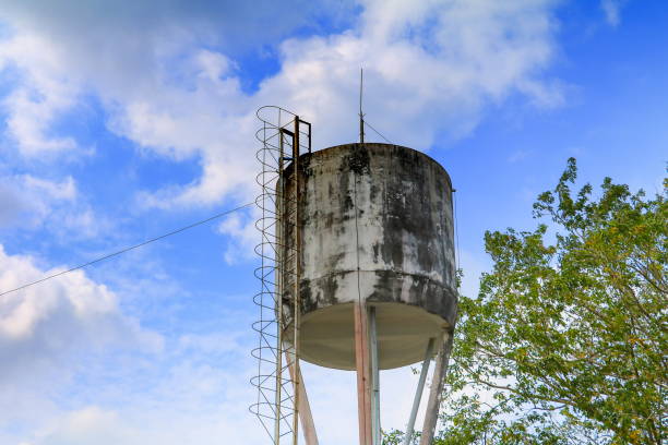 istock Water tank for agriculture with blue sky background 911567246