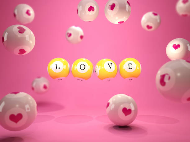 Love letters on lottery balls stock photo