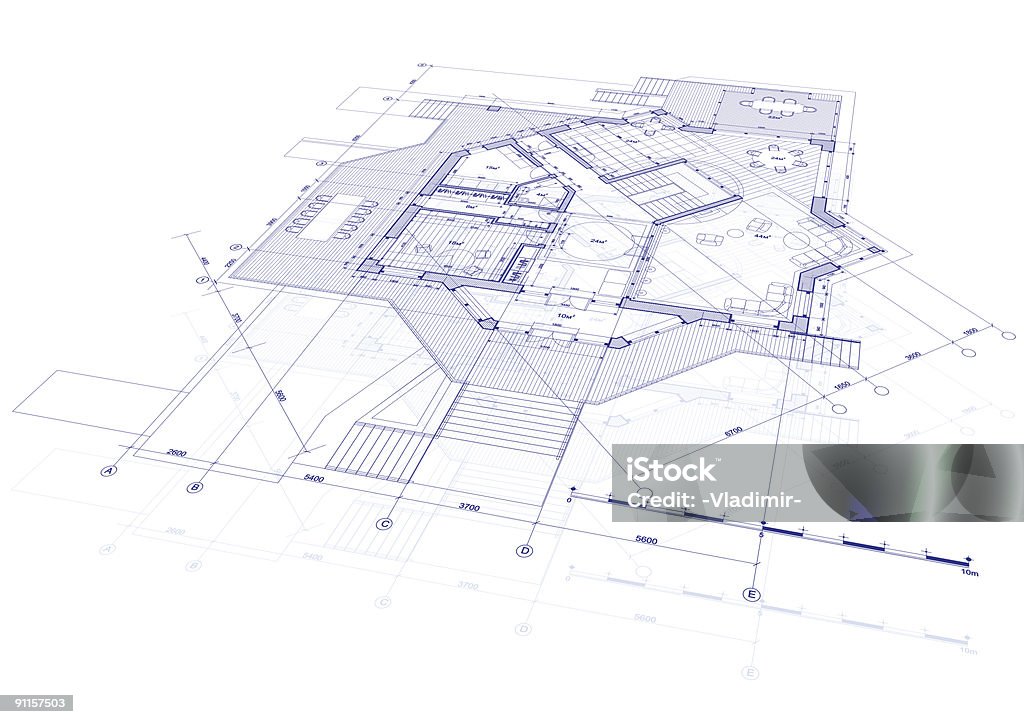 Architectural background - plan of the house  Architecture stock vector