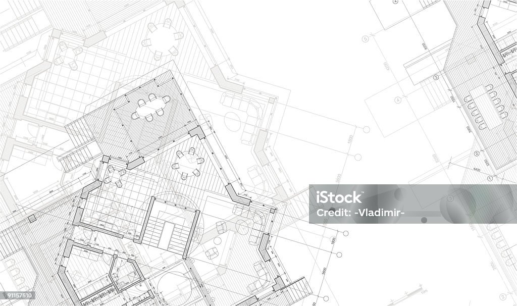 Architektonische Blaupause-plan des Hauses - Lizenzfrei Lageplan Vektorgrafik Architektonische Blaupause-plan des Hauses - Lizenzfrei Lageplan Vektorgrafik