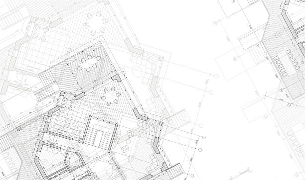 ар хитектурный чертеж-план дома - архитектура stock illustrations