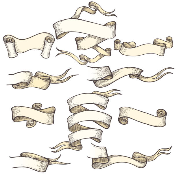pirackie antykwariatowe banery spiralne - pergamin ilustracje stock illustrations