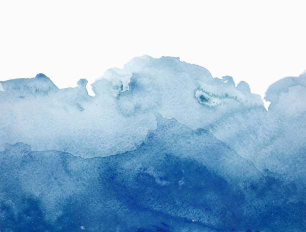 藍色水彩波浪背景在白色 - 水彩背景 插圖 個照片及圖片檔