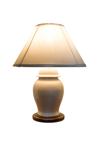 old table lamp isolated on white background.