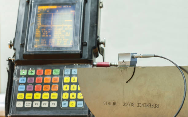 istock Calibration standard probe of ultrasonic test. 911593658