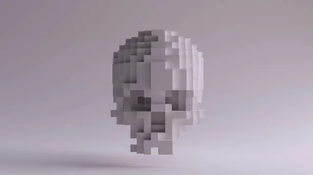 White Skull made of Cubes 3d illustration