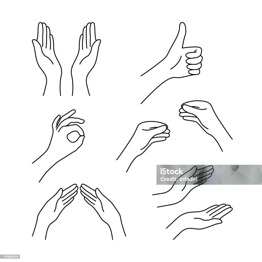 dünne Linien zeichnen schwarze Hände Sammlung - Lizenzfrei Hand Vektorgrafik