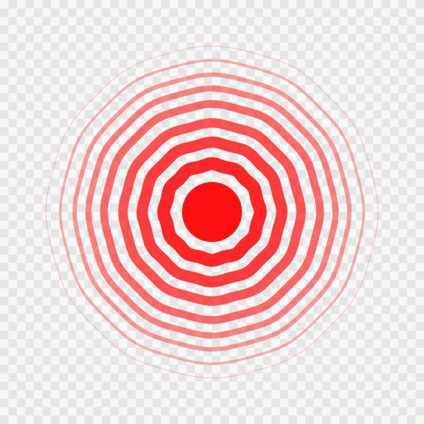 transparent concentric circle elements like pain transparent concentric circle elements like pain. concept of spinal lumbar or kidney ache and human organ disease. simple line flat trend modern red graphic design isolated on background accidents and disasters illustrations stock illustrations